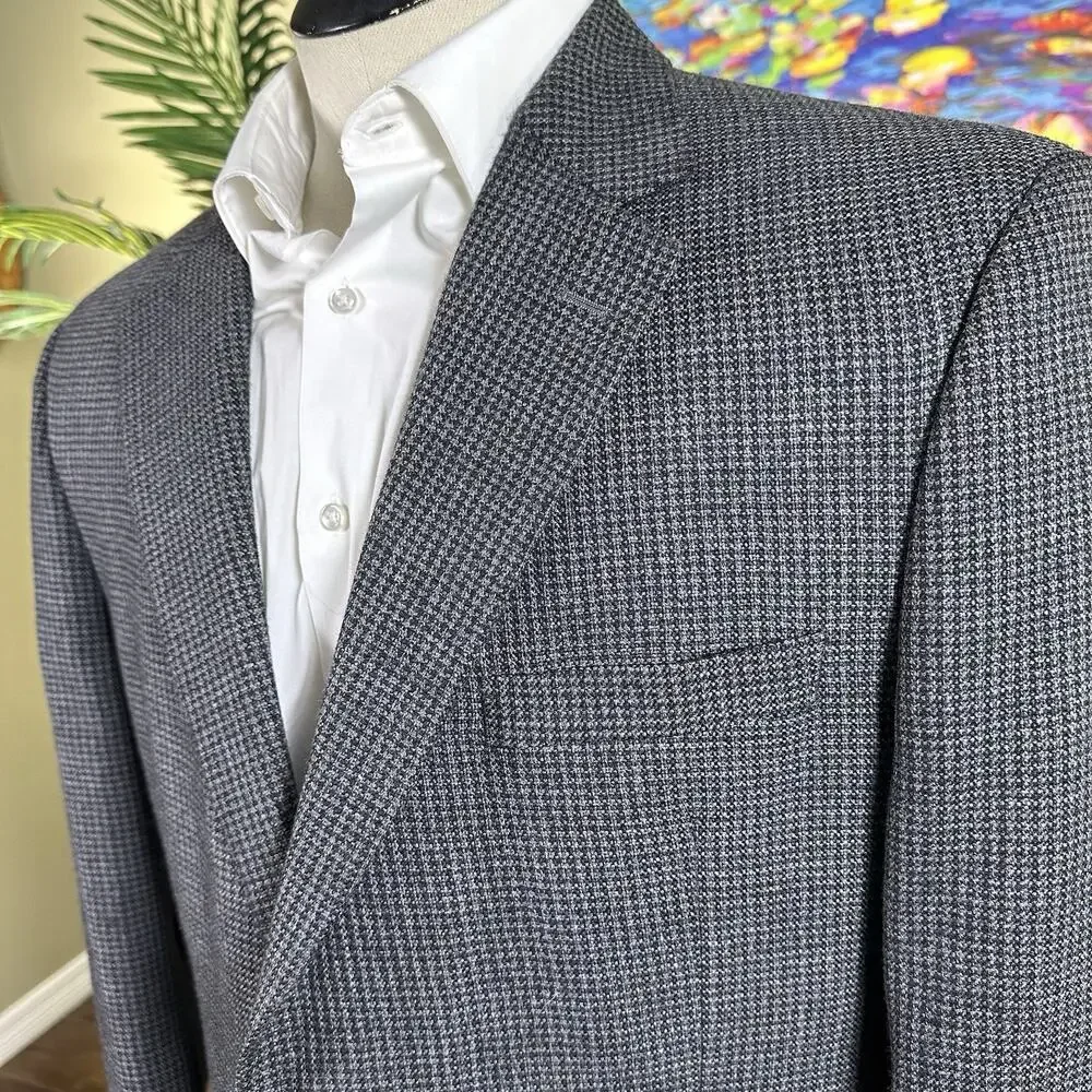 Jos A Bank 1905 Men 44L Sportcoat Blazer Houndstooth weave Olive Black Beige